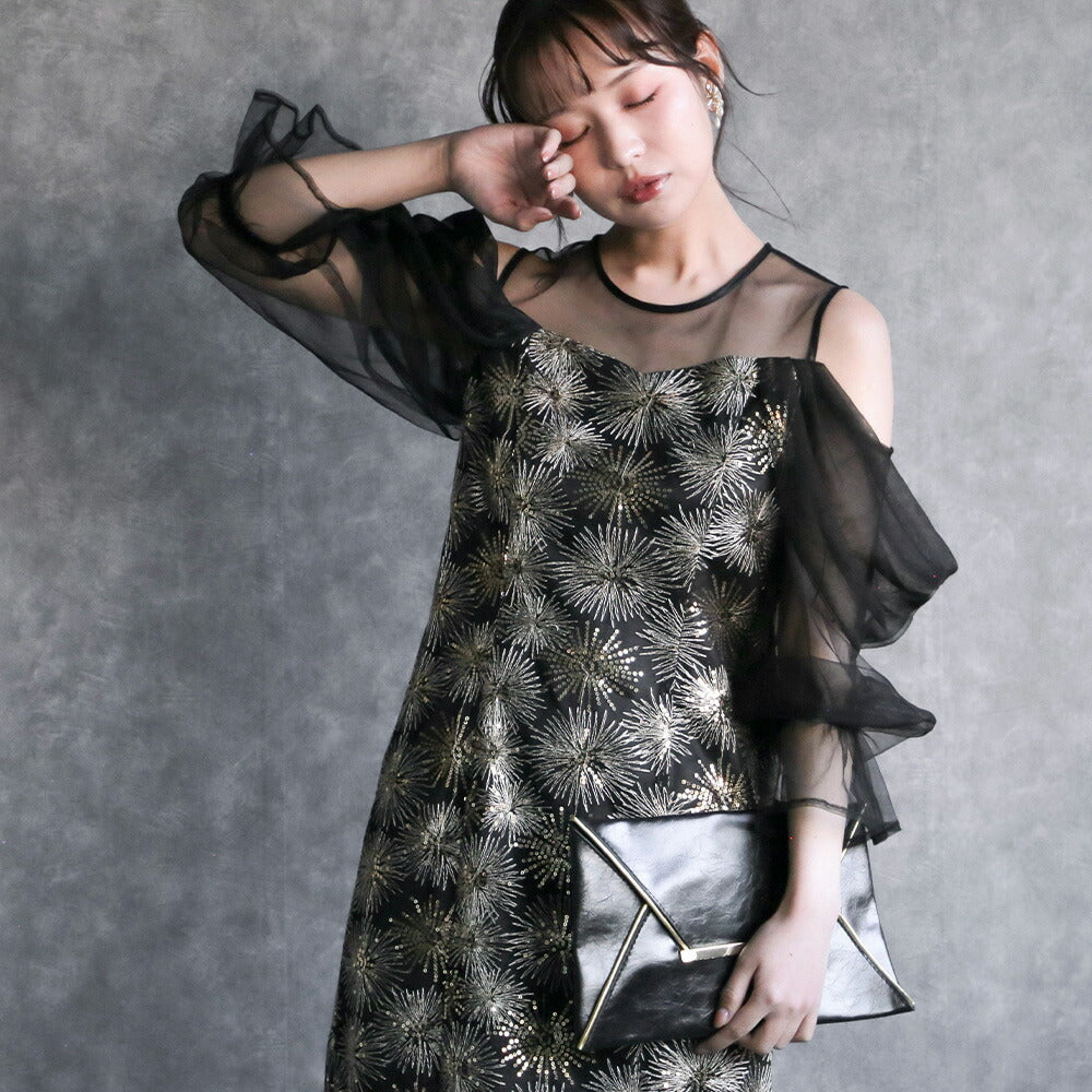 300191 チュールオフショルイルミナドレス