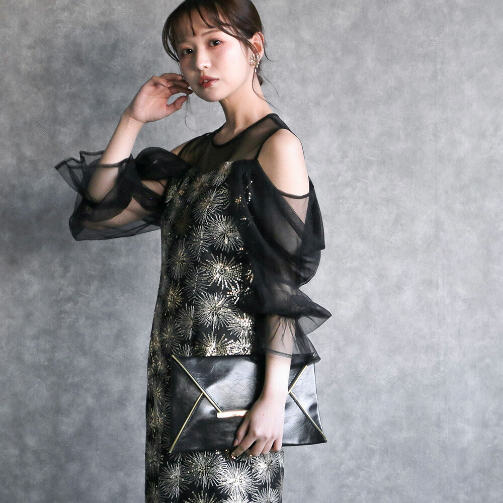 300191 チュールオフショルイルミナドレス