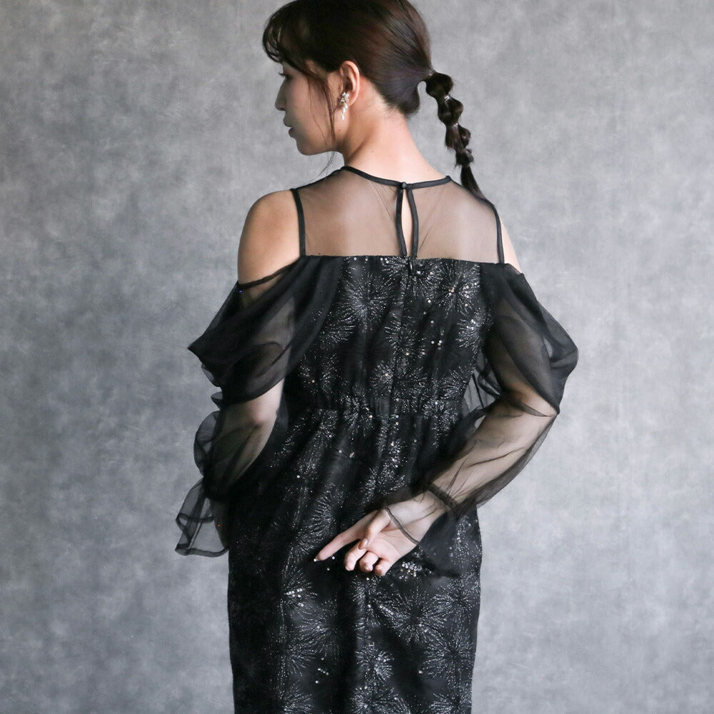 300191 チュールオフショルイルミナドレス