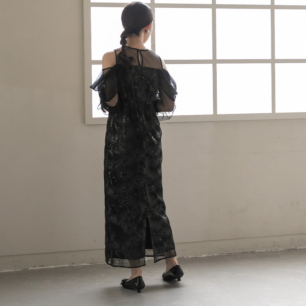 300191 チュールオフショルイルミナドレス