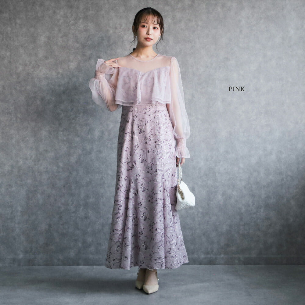 300192 エンブロイダリーチュールコンビドレス