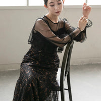 300192 エンブロイダリーチュールコンビドレス