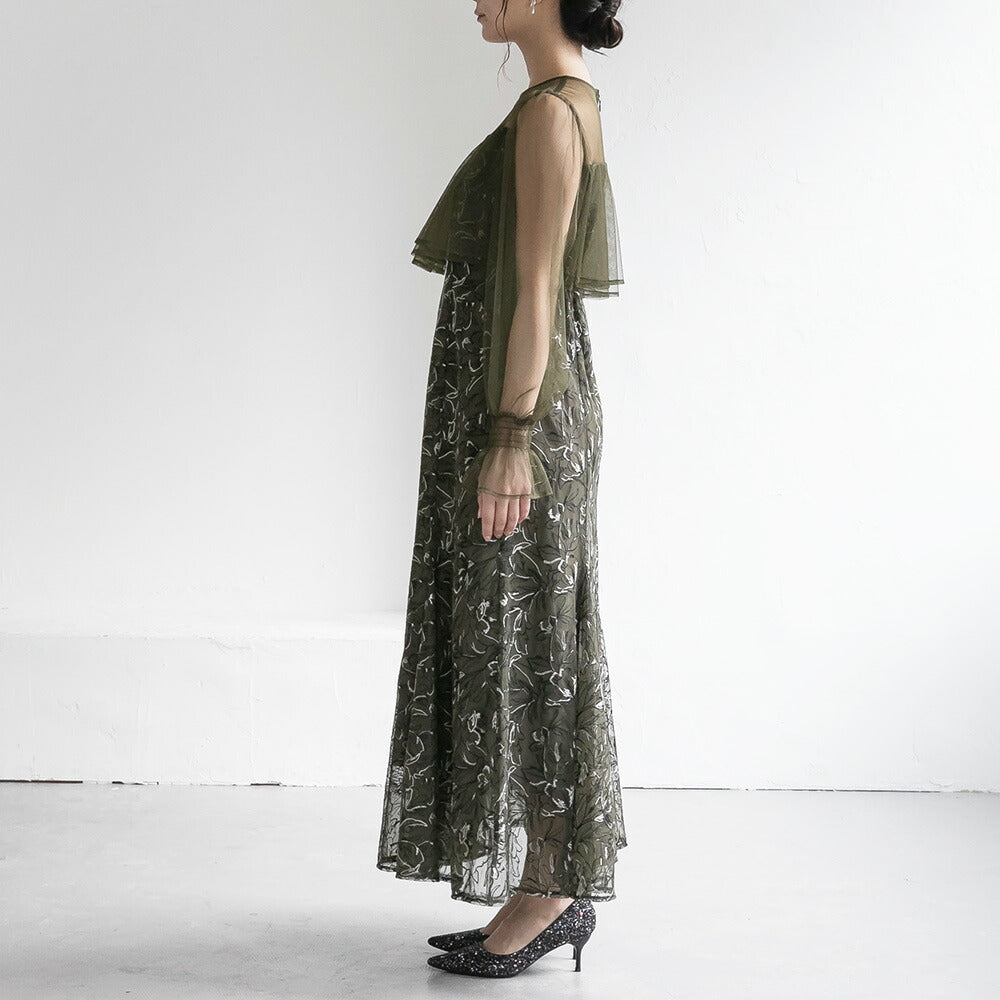 300192 エンブロイダリーチュールコンビドレス