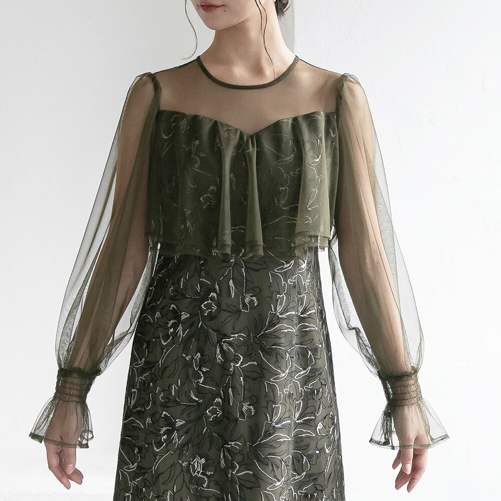 300192 エンブロイダリーチュールコンビドレス