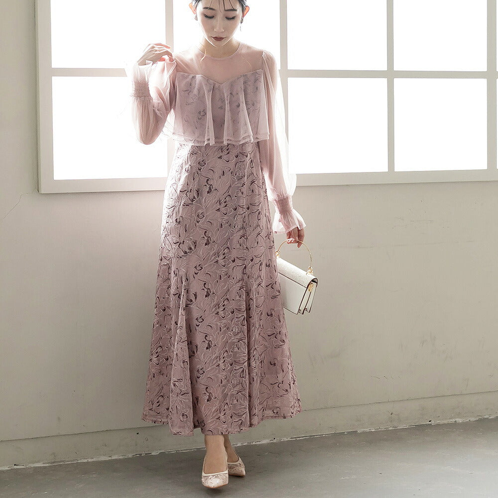 300192 エンブロイダリーチュールコンビドレス