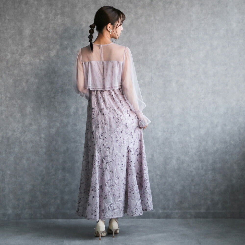 300192 エンブロイダリーチュールコンビドレス