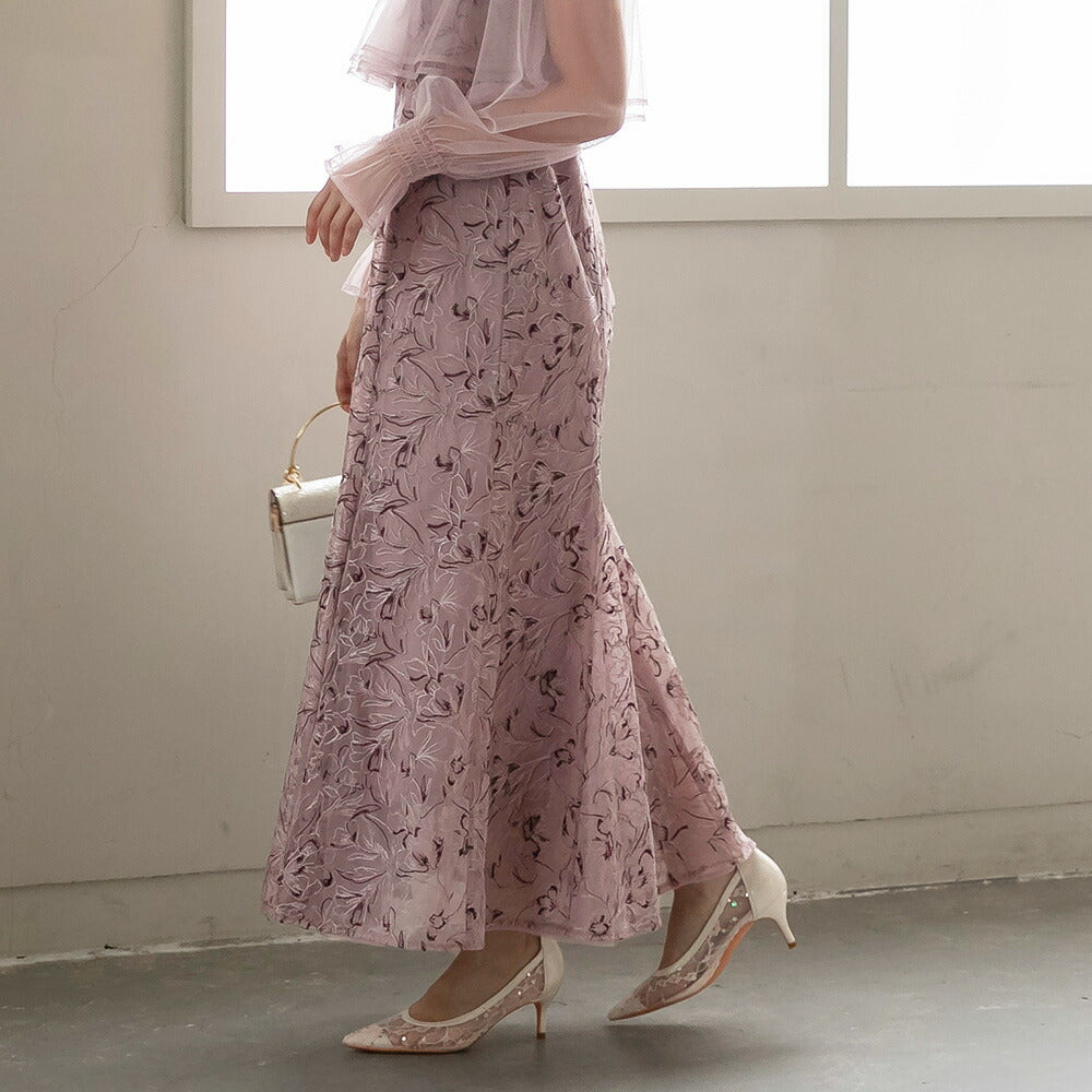 300192 エンブロイダリーチュールコンビドレス