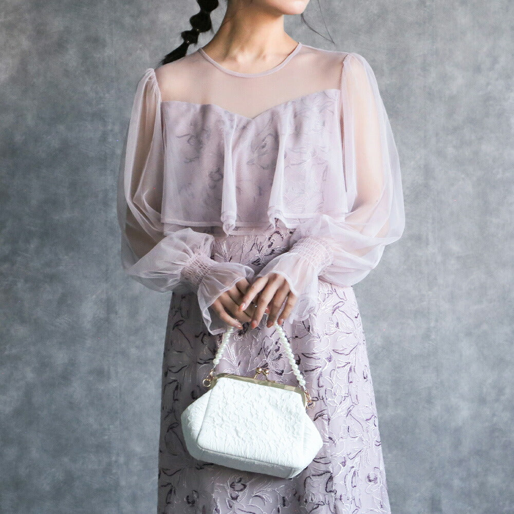 300192 エンブロイダリーチュールコンビドレス