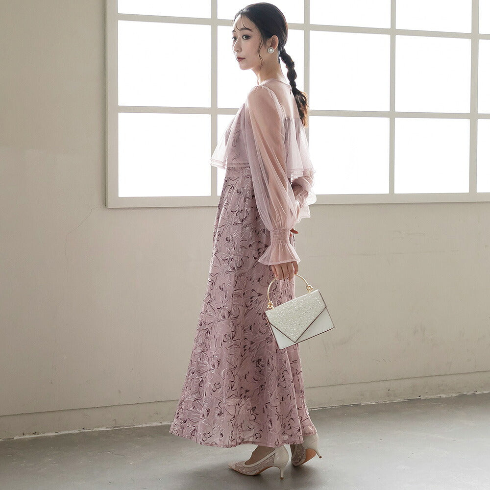 300192 エンブロイダリーチュールコンビドレス