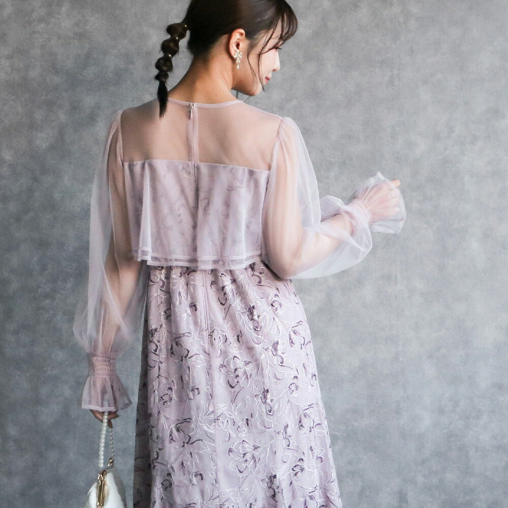 300192 エンブロイダリーチュールコンビドレス