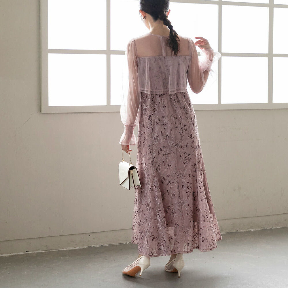 300192 エンブロイダリーチュールコンビドレス