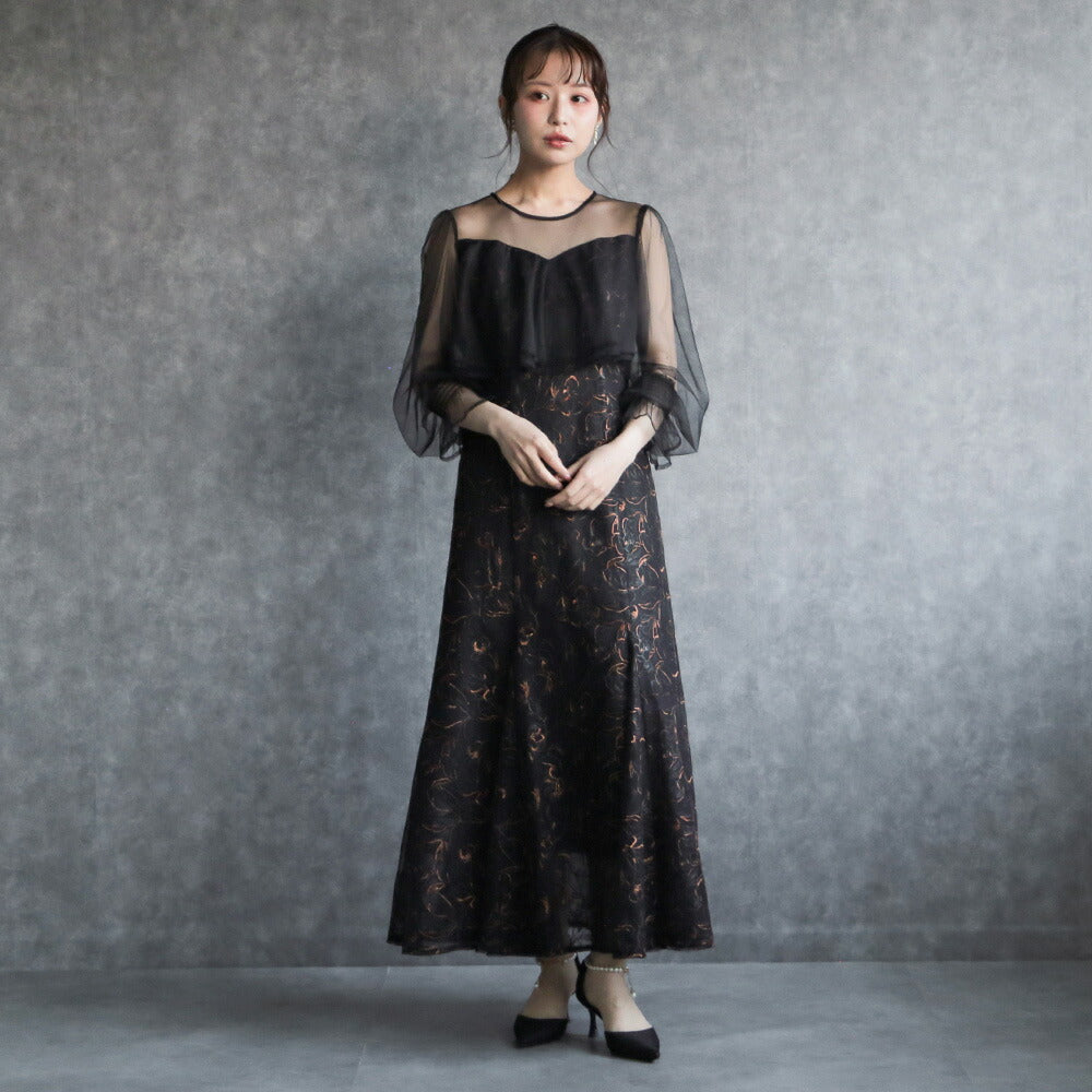 300192 エンブロイダリーチュールコンビドレス