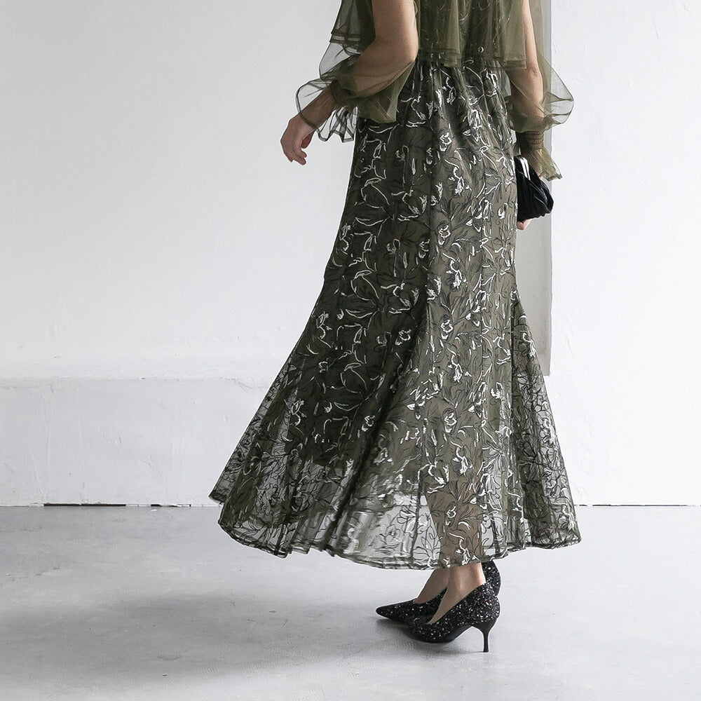 300192 エンブロイダリーチュールコンビドレス