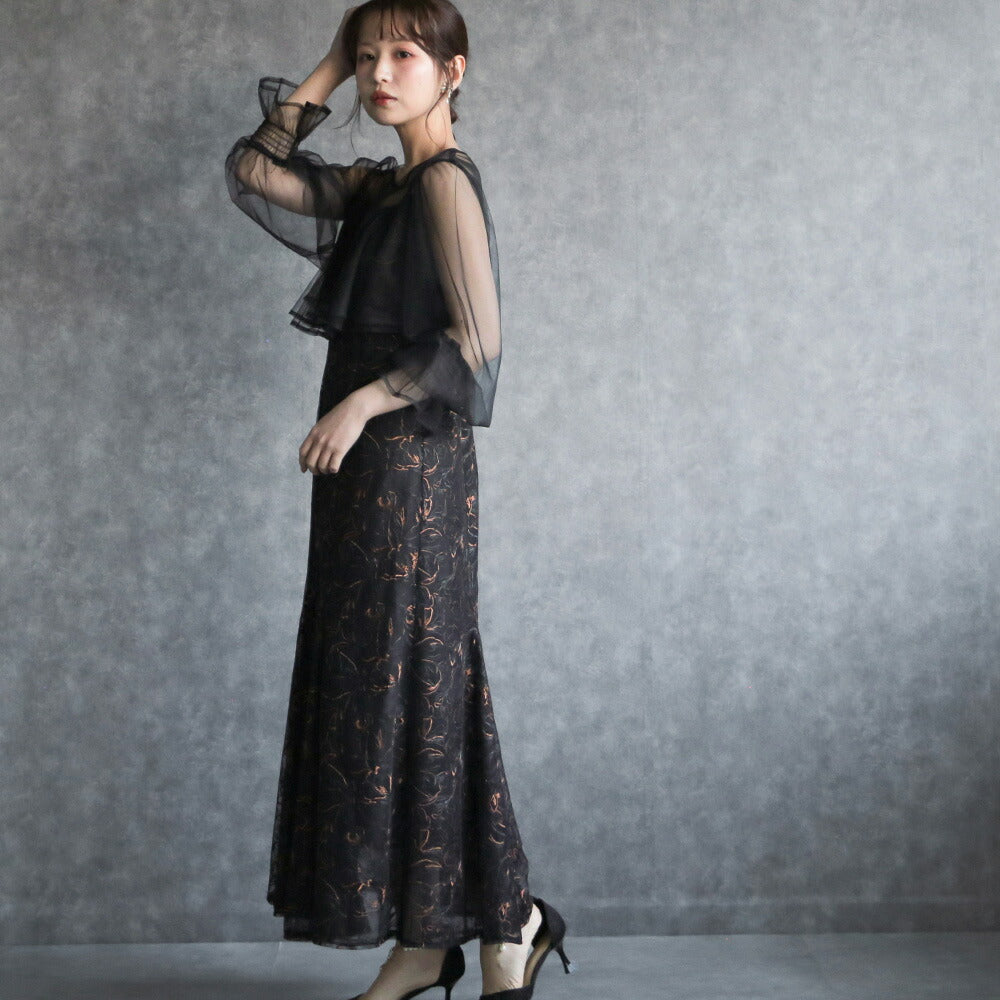 300192 エンブロイダリーチュールコンビドレス