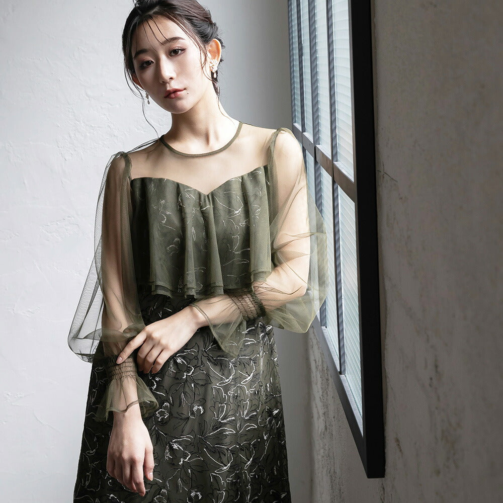 300192 エンブロイダリーチュールコンビドレス