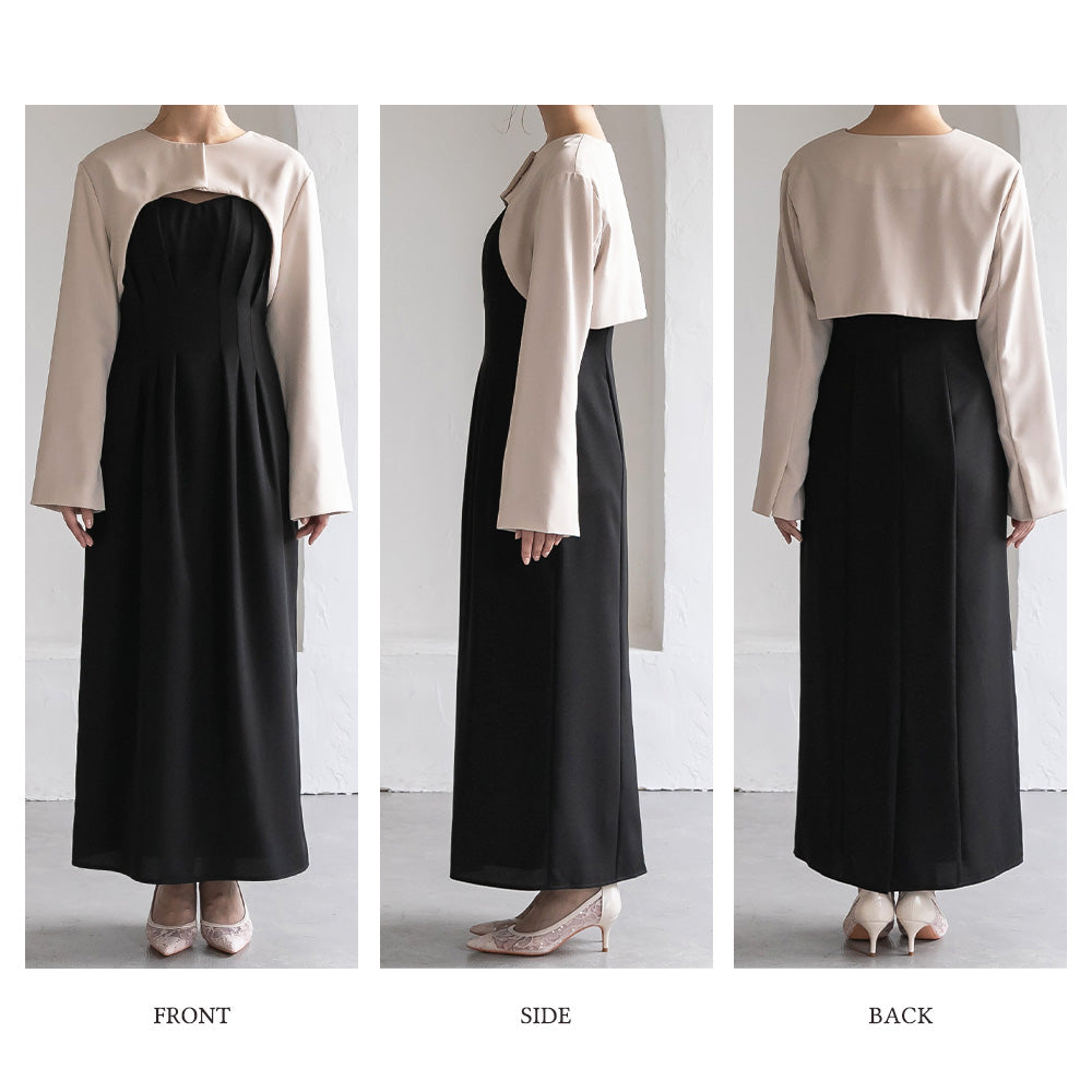 300193 ノーカラークロップドジャケット＆ノースリーブドレス