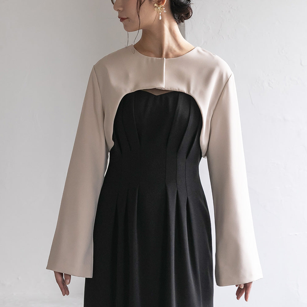 300193 ノーカラークロップドジャケット＆ノースリーブドレス