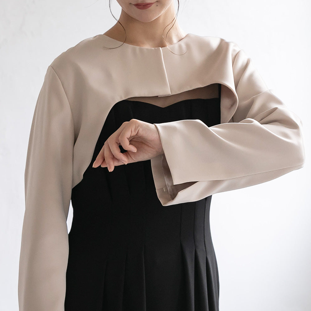 300193 ノーカラークロップドジャケット＆ノースリーブドレス