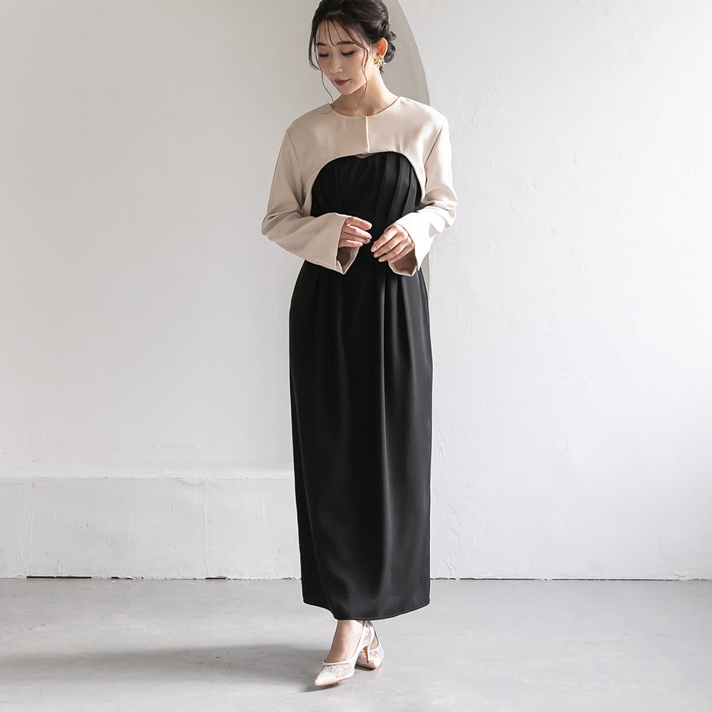 300193 ノーカラークロップドジャケット＆ノースリーブドレス