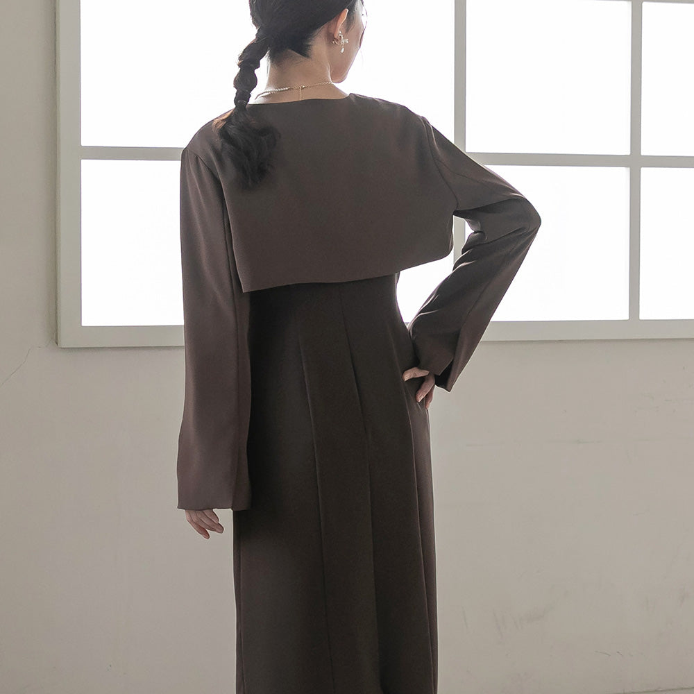 300193 ノーカラークロップドジャケット＆ノースリーブドレス