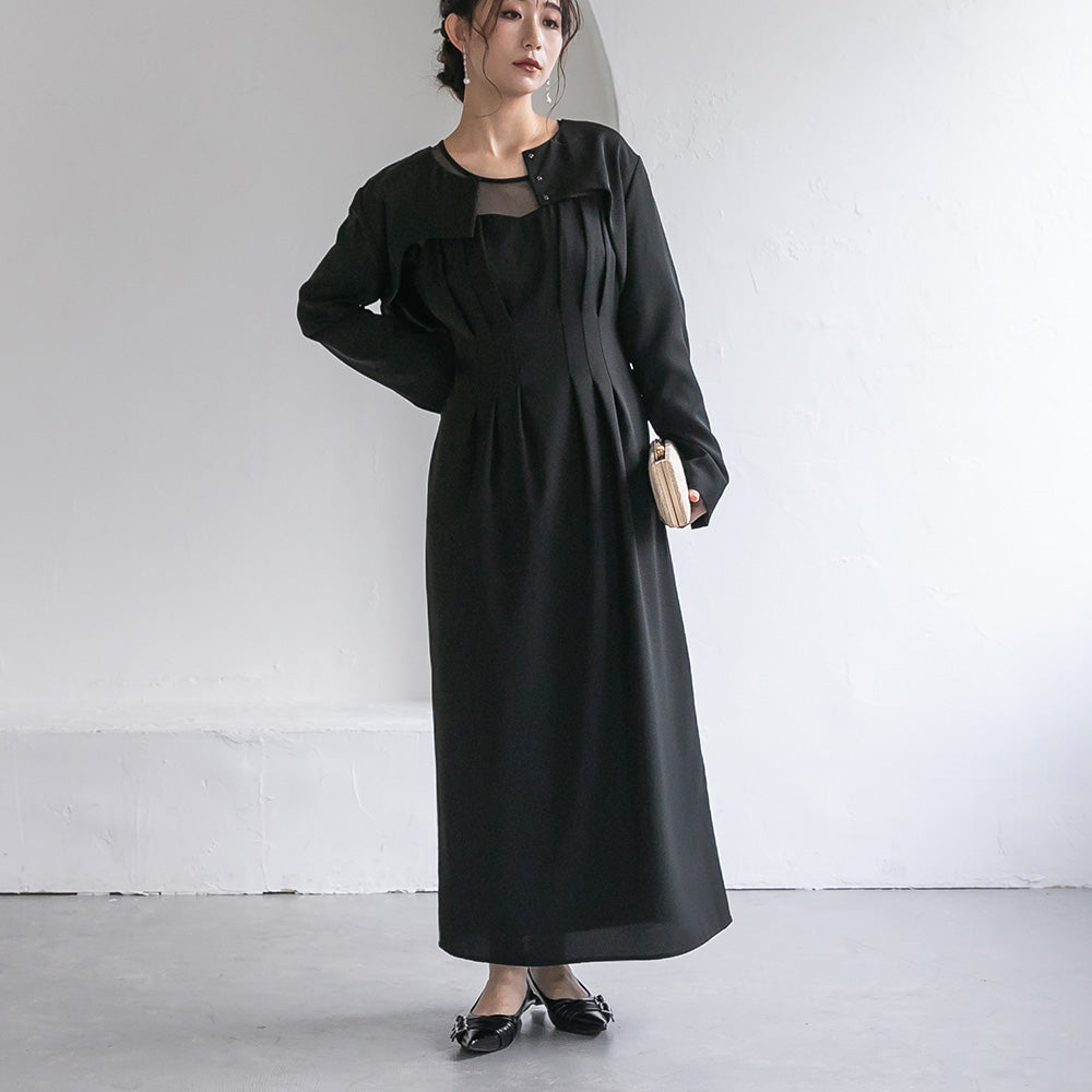 300193 ノーカラークロップドジャケット＆ノースリーブドレス