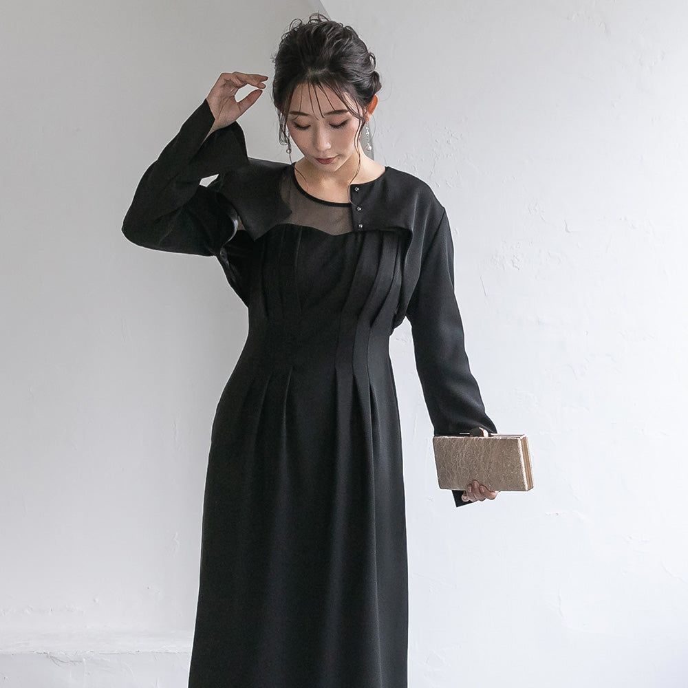 300193 ノーカラークロップドジャケット＆ノースリーブドレス