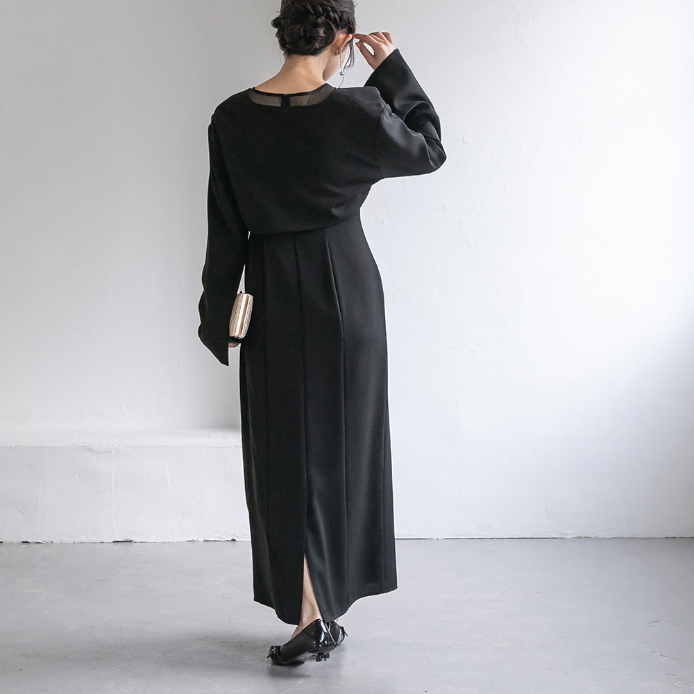 300193 ノーカラークロップドジャケット＆ノースリーブドレス