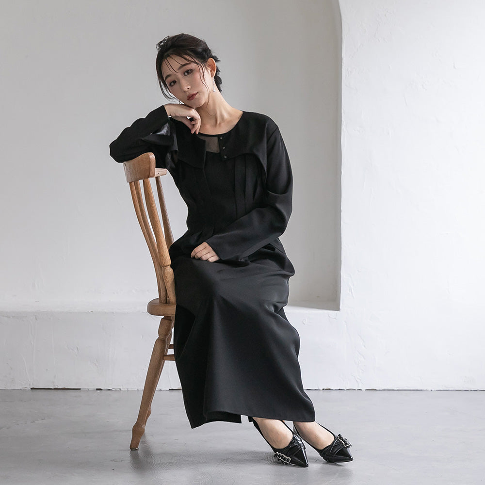 300193 ノーカラークロップドジャケット＆ノースリーブドレス