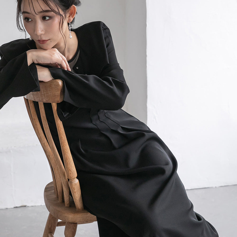 300193 ノーカラークロップドジャケット＆ノースリーブドレス