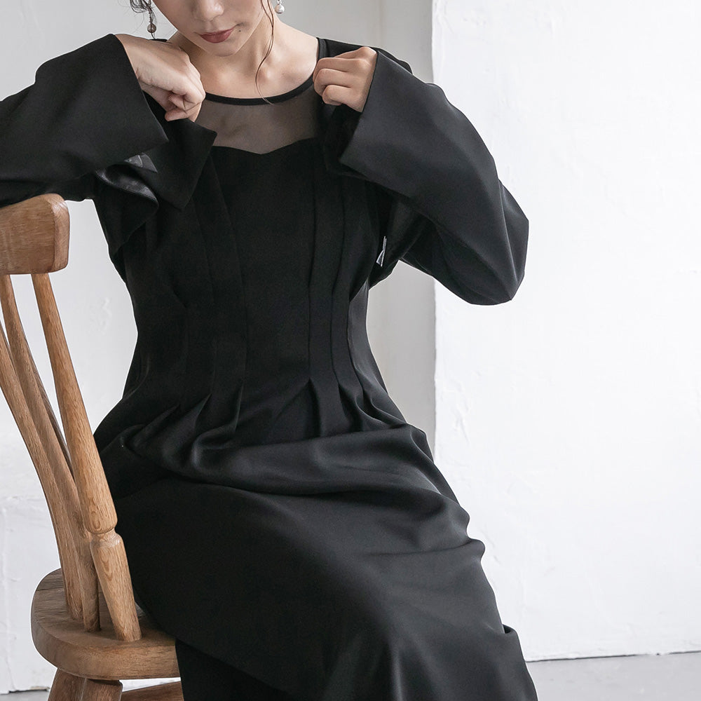 300193 ノーカラークロップドジャケット＆ノースリーブドレス