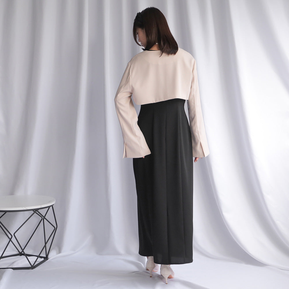 300193 ノーカラークロップドジャケット＆ノースリーブドレス