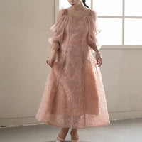 300196 ブルーミングレースチュールドレス