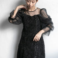 300196 ブルーミングレースチュールドレス