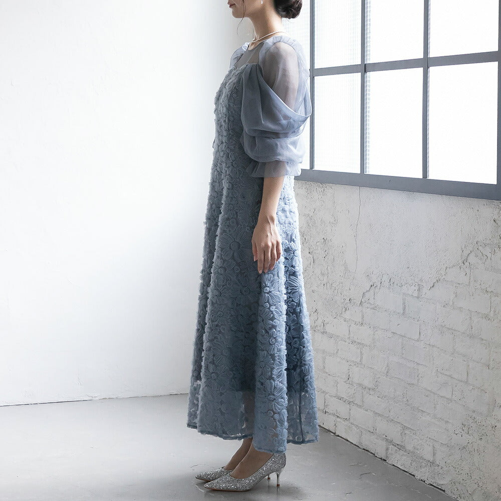 300196 ブルーミングレースチュールドレス