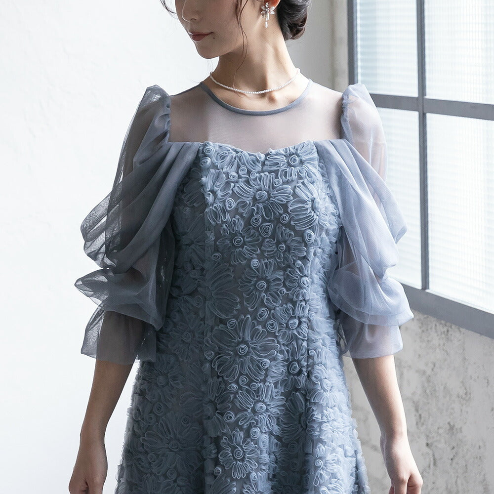 300196 ブルーミングレースチュールドレス
