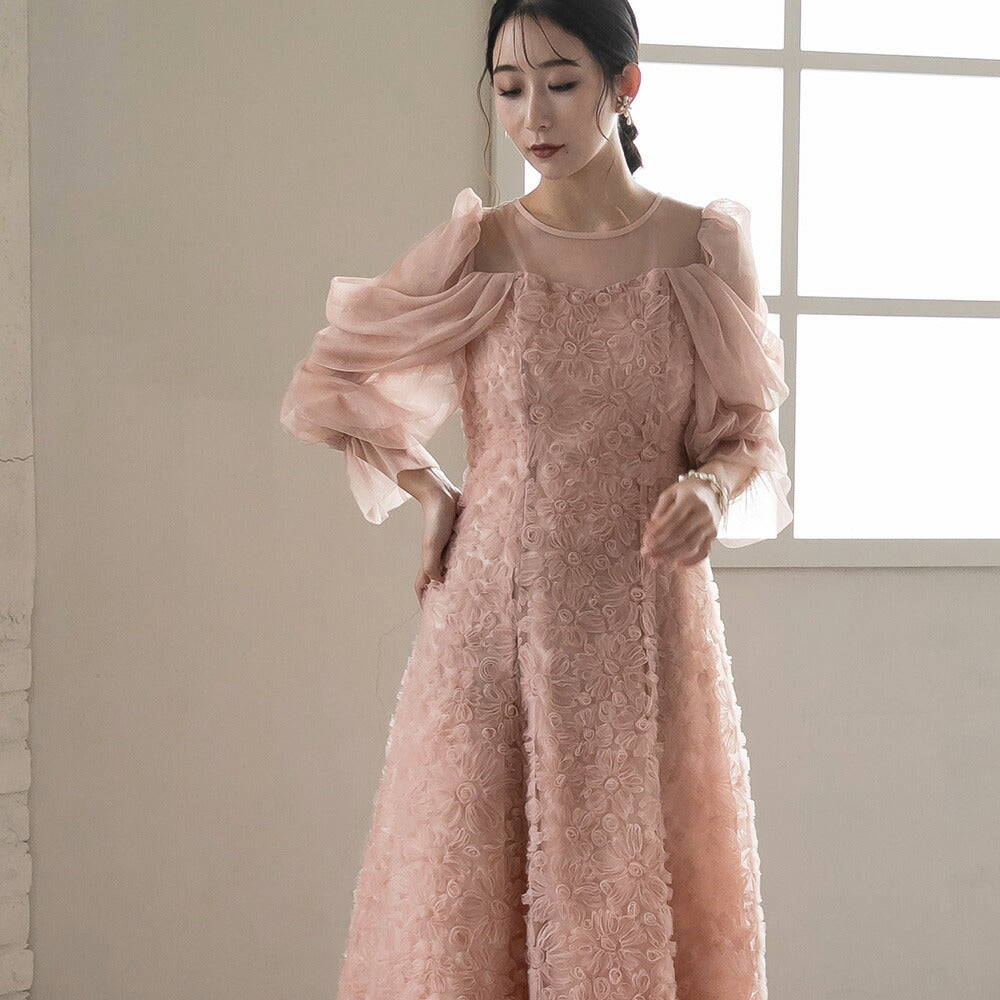 300196 ブルーミングレースチュールドレス