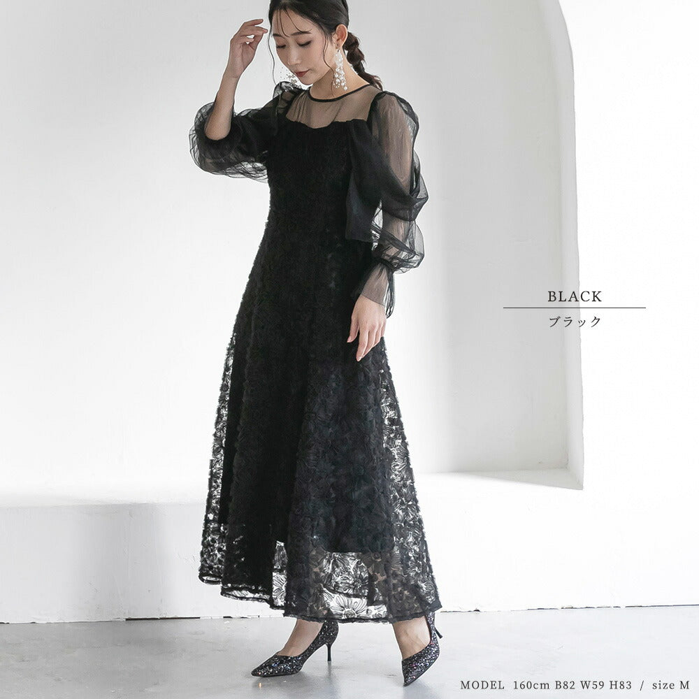 300196 ブルーミングレースチュールドレス