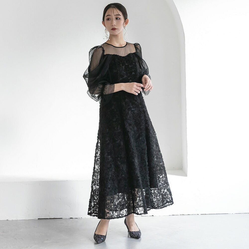 300196 ブルーミングレースチュールドレス