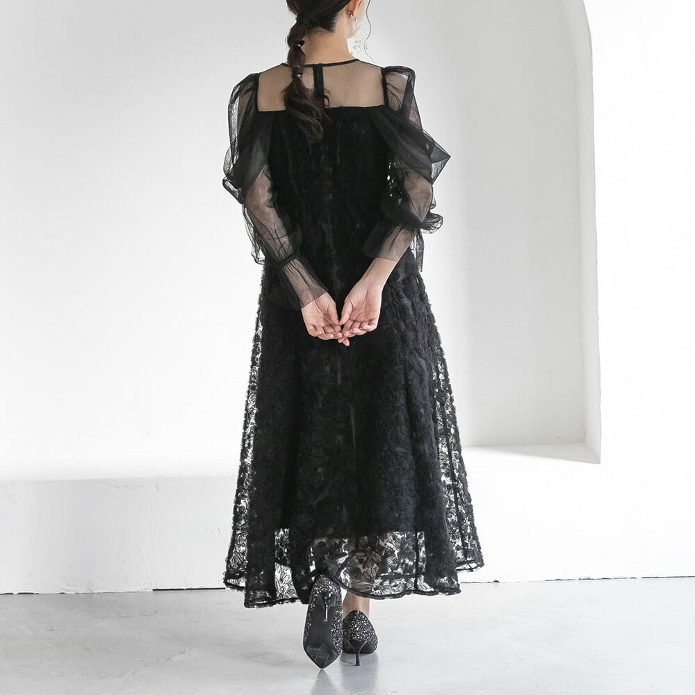 300196 ブルーミングレースチュールドレス