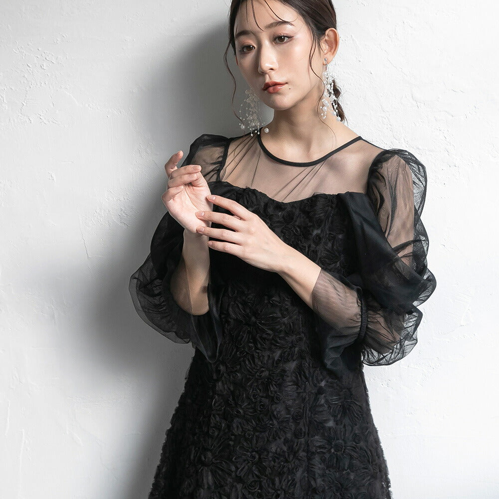 300196 ブルーミングレースチュールドレス