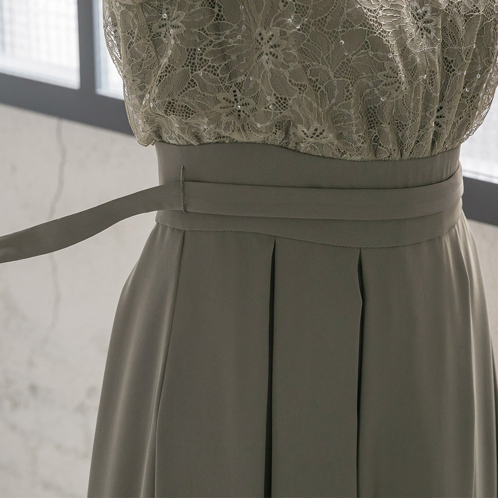 300199 スパンコールレースコンビドレス（ベルト付き）