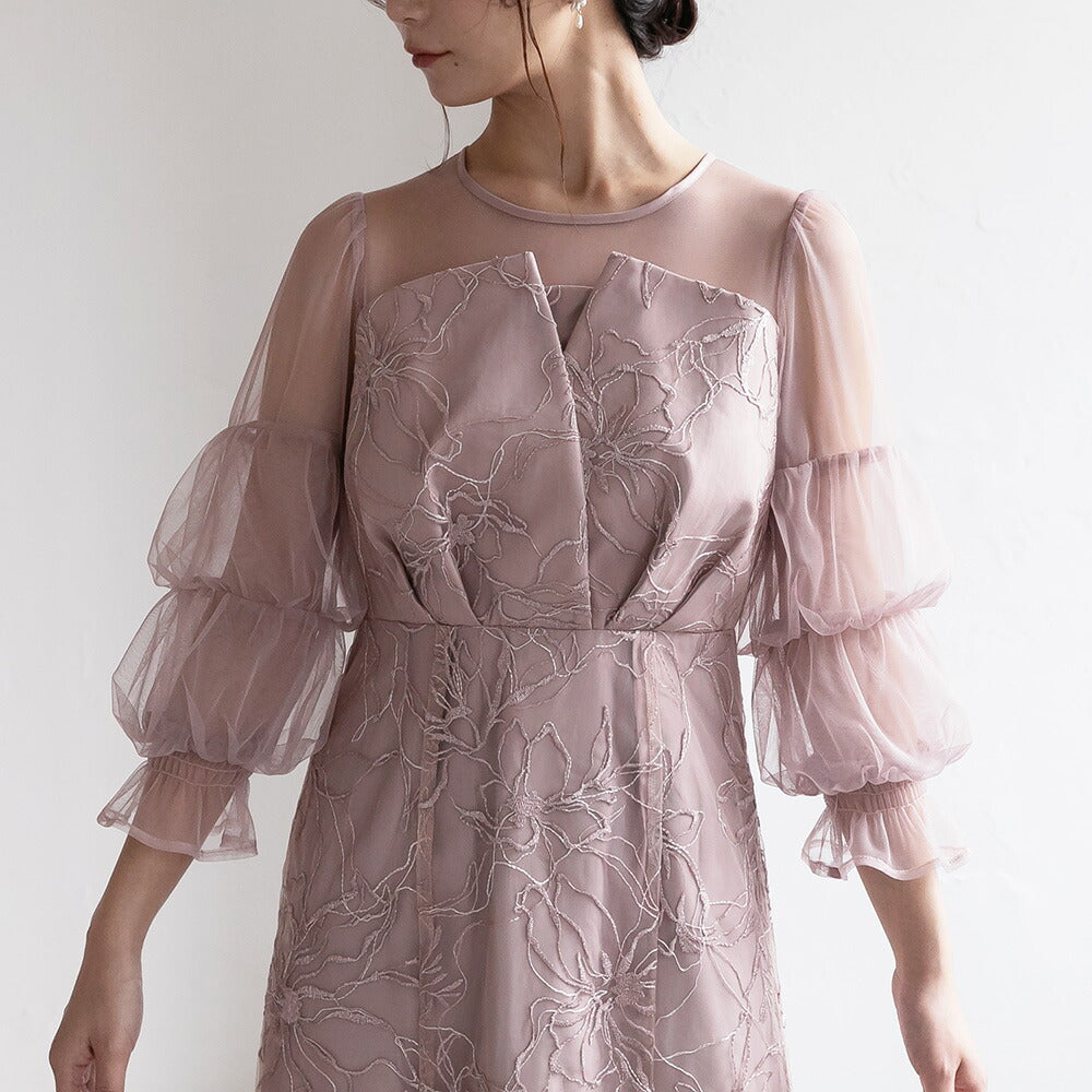 300201 シャイニーエンブロイダリーマーメイドドレス