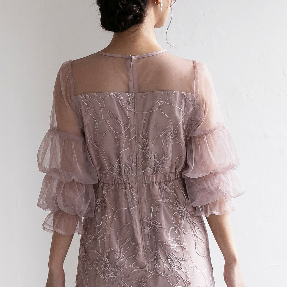 300201 シャイニーエンブロイダリーマーメイドドレス