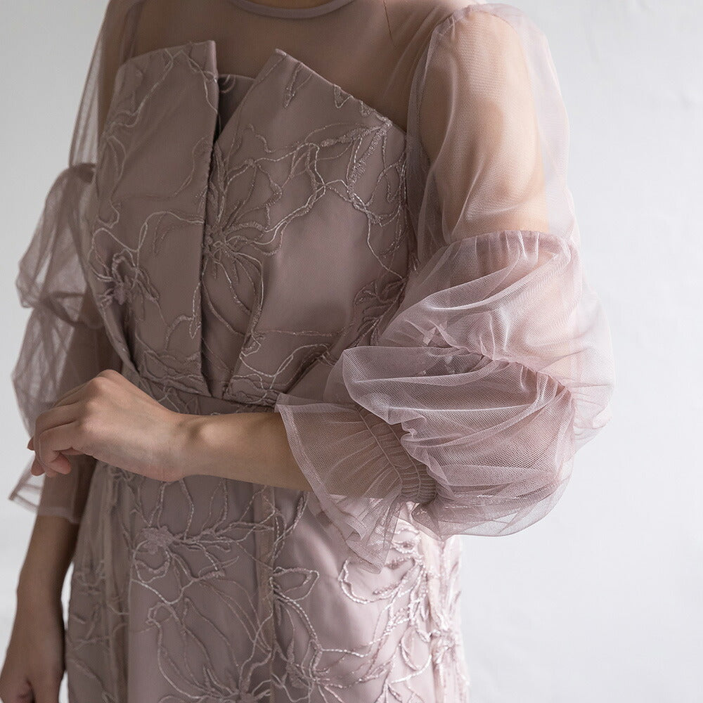 300201 シャイニーエンブロイダリーマーメイドドレス