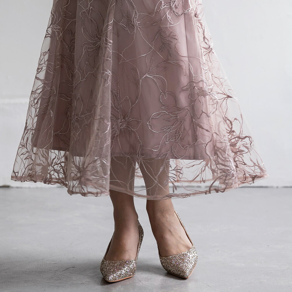 300201 シャイニーエンブロイダリーマーメイドドレス