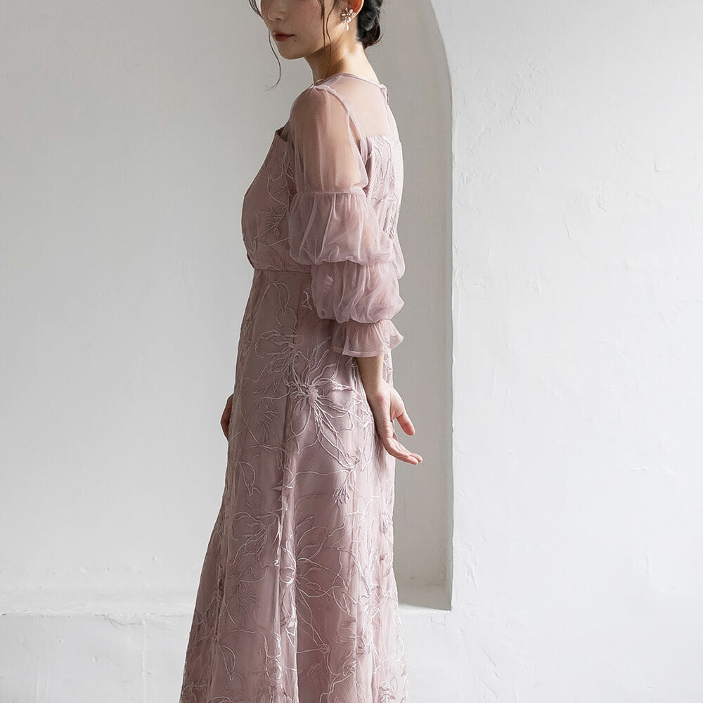 300201 シャイニーエンブロイダリーマーメイドドレス