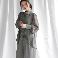 【2点セット】プリーツブラウス＆スラックス