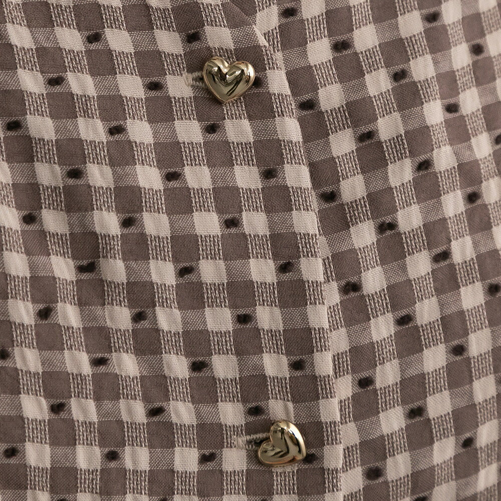 330023 ハートボタンパフスリーブブラウス＆ハイウエストスカート