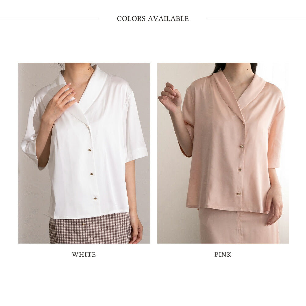 330026 ハートボタンサテンブラウス