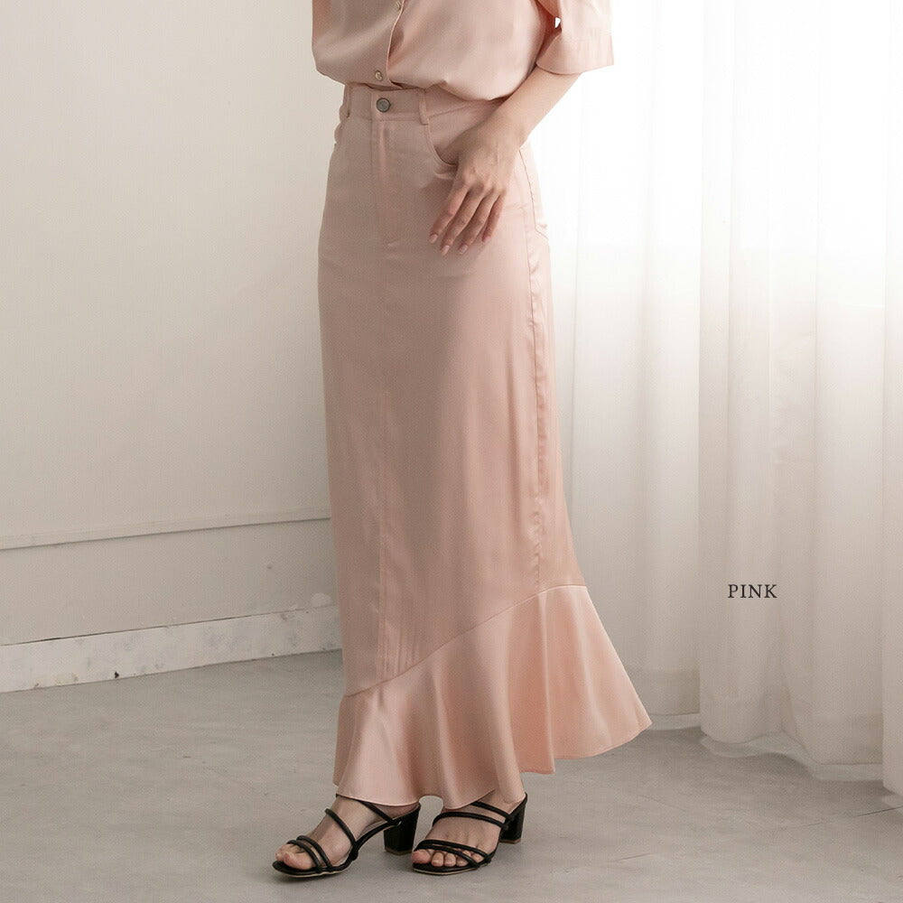 330027 ヘムフリルサテンスカート